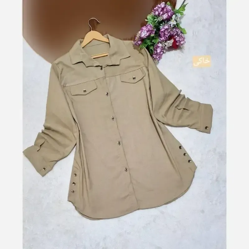 مانتو کتان بغل دکمه زنانه و دخترانه پاییزی ژینا