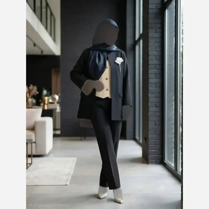 ست شلوار و ژیله زنانه مدل چنار جنس شانتون ژاکارد