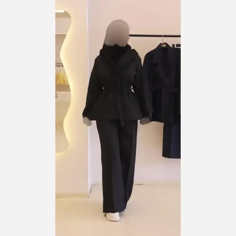 کت شلوار زنانه دیپلمات پرشیا رنگ مشکی سرمه ای طوسی